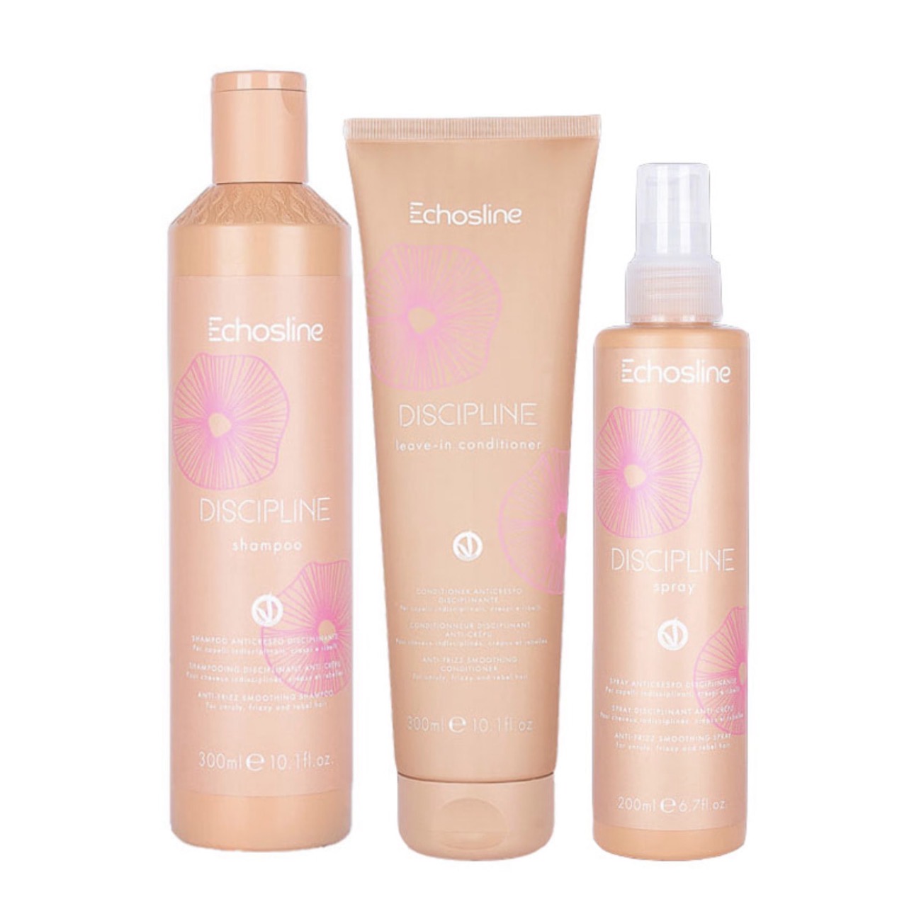 ECHOSLINE Discipline Kit – Shampoo 300ml + Leave-In Conditioner 300ml + Spray 200ml